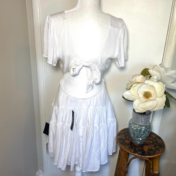 New Lulus Feeling the Sunshine White Tie-Back Flutter
Sleeve Mini Dress - Picture 5 of 12